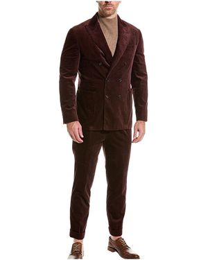 Brunello Cucinelli Double-Breasted Corduroy Suit "Plum" Brun828" - Black