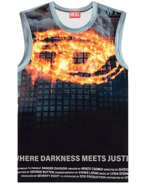 DIESEL Biscoup Burning D Tank Top "Dark Bue" A137650Amab" - Black