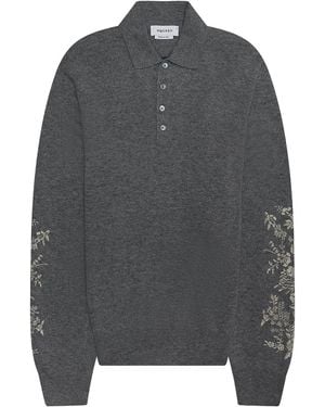 McQueen Long Sleeve Polo With Embroideries Ivory" 875514Q1Bhm1436" - Black