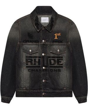 Rhude Tire Denim Trucker Jacket "Agoura" Rhfw25Ja04012 3191" - Black