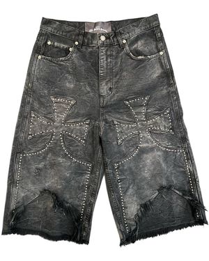SEKRIT Studded Chopper Denim Short "Arctic" Skrt019" - Black