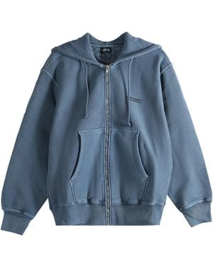 Stussy Jumbo Pig Dyed Zip Hoodie 1975078" - Blue
