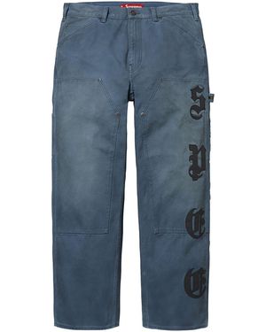 Supreme Leather Applique Double Knee Painter Pant "Fw26 - Blue