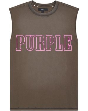 Purple Brand Slab Outline Sleeveless T-Shirt P103 Tjbs326" - Black
