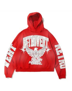 RETROVERT Rhinestone Never Been Normal Hoodie Ret003" - Red