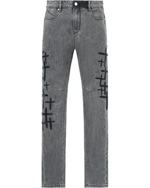 RTA Bryant Skinny Denim Jeans "Clouded Mist Cross Patch" Mdgdd1149 J1205Cdmcp" - Black