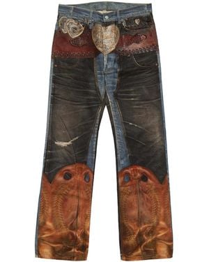 Acne Studios 2010M Heart Buckles Trompe L'Oeil Jeans Bk0704Ail" - Black