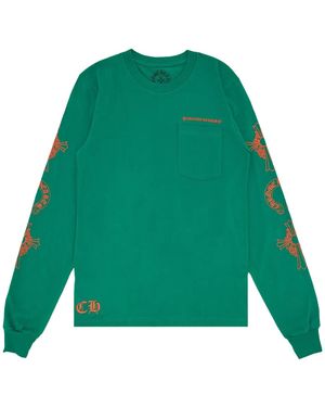 Chrome Hearts Horseshoe Cross Logo Long-Sleve Chrm0688" - Green