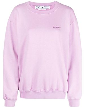 Off-White c/o Virgil Abloh Diag Regular Crewneck Sweatshirt "Lilac Fuchsia" Owba046F22Jer00 13632" - Black
