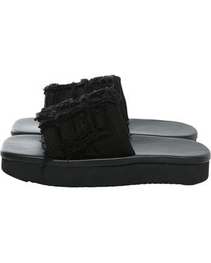 Rick Owens Denim Imbottiti Slide Sandals Ds01F4855 Slash 99" - Black
