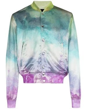 Amiri Watercolour Print Silk Bomber Jacket F0M04179Vs Mul" - Black