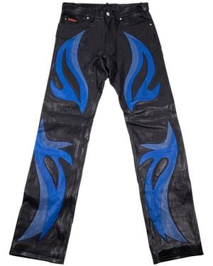 Martine Rose Applique Leather Trousers 547Lf06013" - Blue