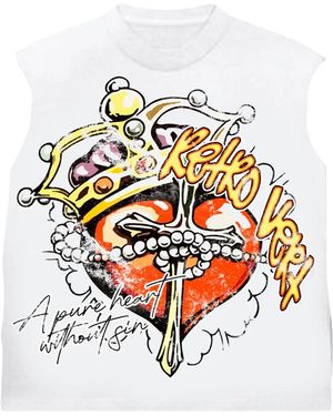 RETROVERT Heart Cutoff T-Shirt Ret011" - Black
