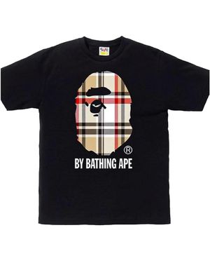 A Bathing Ape Check By Bathing T-Shirt 1G30 110 044 Bb" - Black