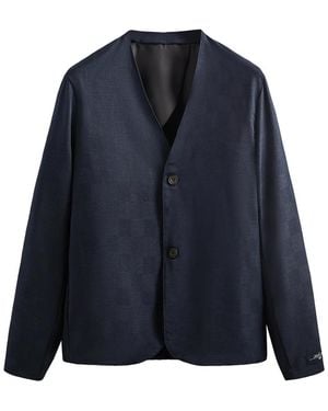 Kith Shadow Check Collarless Jacket "Nocturnal" Khm010311 413" - Black