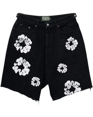 DENIM TEARS The Cotton Wreath Denim Shorts Dt401" - Black