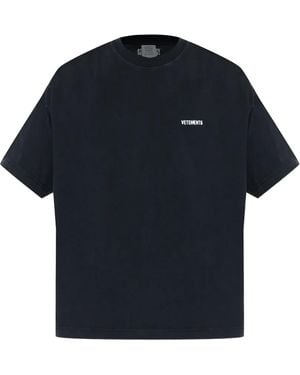 Vetements Iconic Logo T-Shirt Me76Tr138Bw Blac" - Blue