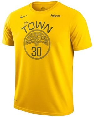 Nike Nba Gs Warriors The Town Name & Number Curry T-Shirt Ah1328 729" - Yellow