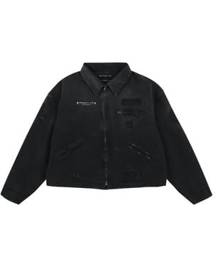 PROJECT G/R Mastermind Japan Distressed Canvas Work Jacket Pgr002" - Black