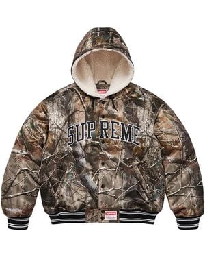 Supreme Mitchell & Ness Lined Hooded Satin Varsity Jacket "Fw25 - Black