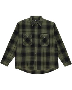 Purple Brand Plaid Flannel Ls Shirt Casual Button-Down Shirt Prp Xtps 0021" - Black