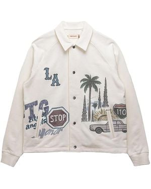 Honor The Gift All Over La Fleece Coaches Jacket "Bone" Htg260326002 Bone" - Black