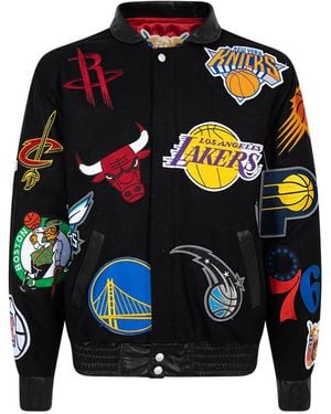 Jeff Hamilton Nba Collage Wool Jacket Nba 101 Blk" - Black