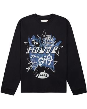 Honor The Gift Pop Art Ls T-Shirt Htg250344 Blk" - Black