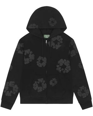 DENIM TEARS Mono Cotton Wreath Zip Hoodie Dt621" - Black