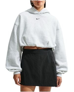 Nike Studio Fleece Oversized Cropped Hoodie "Birch Heather" Im8096 051" - Black