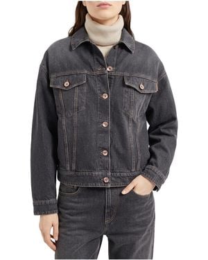 Brunello Cucinelli Denim Boxy Jacket Brun1644" - Black