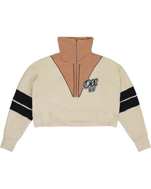 Off-White c/o Virgil Abloh Intarsia Crop Half Zip Jumper "Cream" Ofw Wtps 0001" - Black