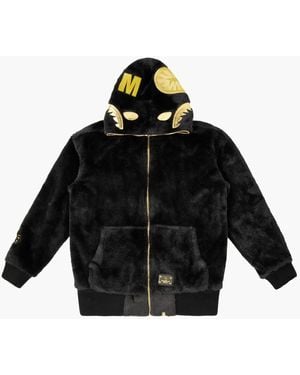 A Bathing Ape Fur Shark Hoodie Jacket Fur" 1E20141004 1" - Black