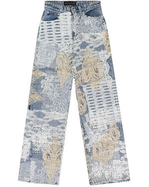 Who Decides War Grid Lace Straight-Fit Jeans 11200700008Aw23" - Black
