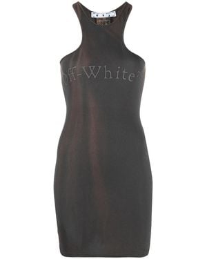 Off-White c/o Virgil Abloh Laundry Rib Rowing Mini Dress Owdb461S23Jer0016060" - Black