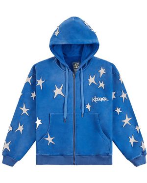 Kidsuper Patchwork Washed Hoodie Ks002" - Blue