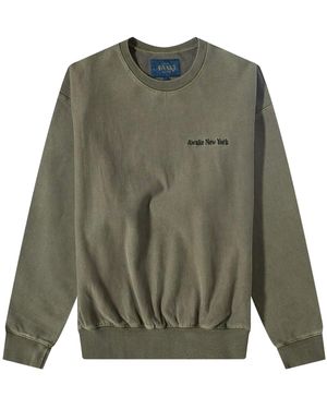 AWAKE NY Pigment Dyed Embroidered Crewneck Sweatshirt "Moss" Awk Fw22 Cn001 Moss" - Green