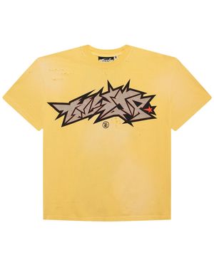 HELLSTAR Crack Print T-Shirt Hsr205" - Yellow