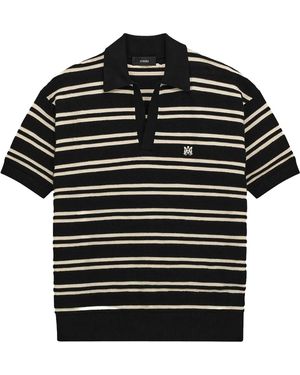 Amiri Ma Stripe Knit Short-Sleeve Polo Amtokn1103 001" - Black