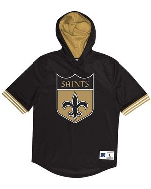 Mitchell & Ness Nfl Unbeaten Short Sleeve Mesh Hoodie "New Orleans Saints - Black