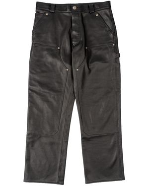 Chrome Hearts Leather Double Knee Leather Carpenter Trousers Chrm1724" - Black