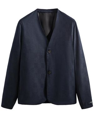 Kith Shadow Check Collarless Jacket "Nocturnal" Khm010311 413" - Black