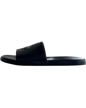 Chrome Hearts Leather Slides Chrm0969" - Black