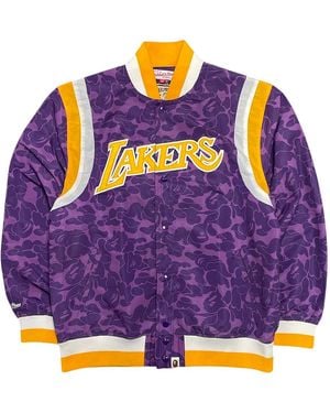A Bathing Ape Mitchell & Ness Lakers Warm Up Jacket Bmnlwujp" - Purple
