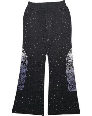 Who Decides War Rhinestone Joggers Wdwbmbrsc" - Black
