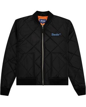 AWAKE NY Quilted Patch Bible Bomber Jacket Awk Fw22 Ot003 Blk" - Black