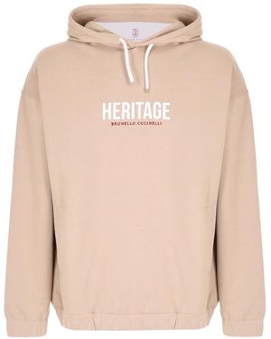Brunello Cucinelli Embroidered Drawstring 'Heritage' Graphic Print Hoodie Brun1134" - Black