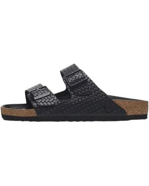 Birkenstock Arizona Leather "Woven Embossed" 1029133" - Black