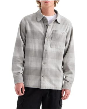 The North Face Forest Flannel Long Sleeve Snap-Front Shacket "Stone Slab Shadow Plaid" Nf0A8J0Bw3J" - Black