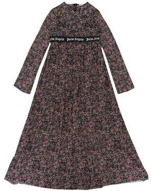 Palm Angels Long Floral Logo Dress Pwdb030R195590129900" - Black